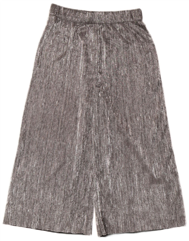 ZARA Capribukser med brede ben til kvinder XS W24 L20 Sølv Polyester