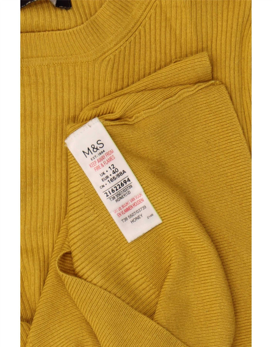 Marks & Spencer Dame sweater med rund hals DK 12 Medium gul viskose