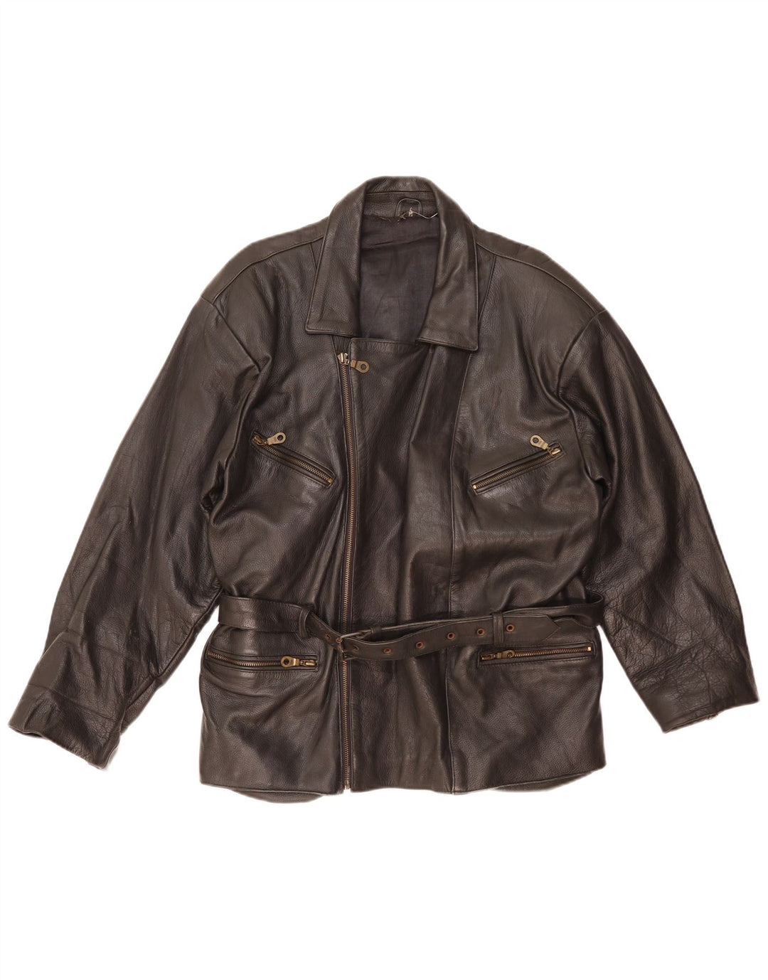 Vintage Herre Biker Læderjakke UK 38 Medium Sort Læder