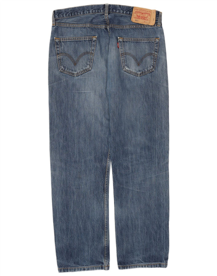 Levi's Herre 501 Distressed Straight Jeans W36 L30 Blue Cotton