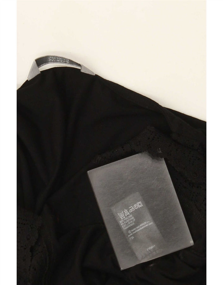 Marks & Spencer skjortebluse med 3/4 ærmer til kvinder UK 14 Medium Sort viskose