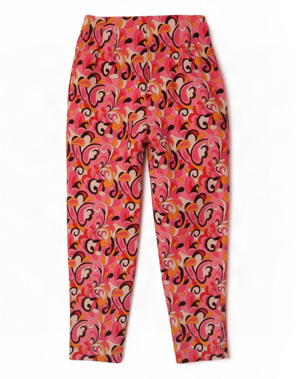 Zara Womens Tapered Cropped Trousers Medium W28 L26 Pink Paisley Polyester