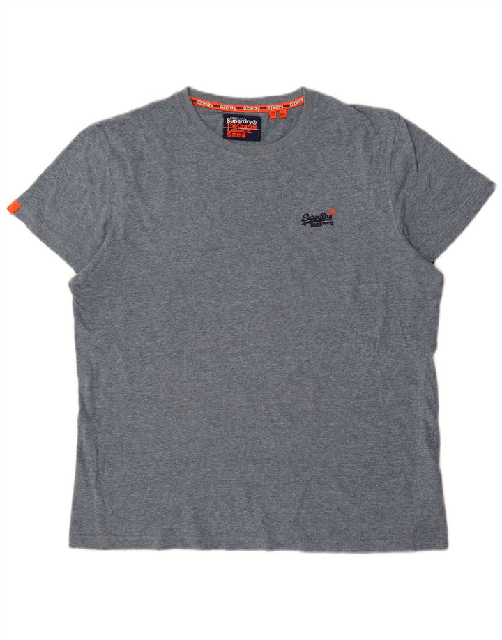 SUPERDRY Mens T-Shirt Top 2XL Blue Cotton