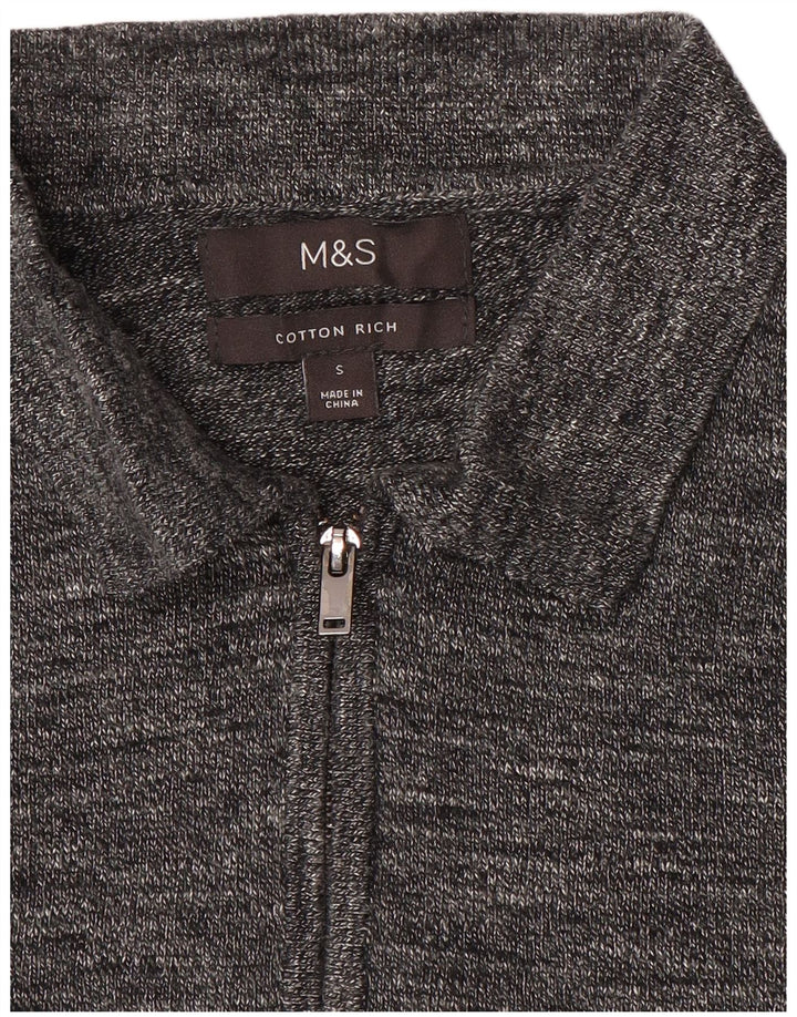 Marks & Spencer Herre polo-hals sweater lille grå flækket bomuld