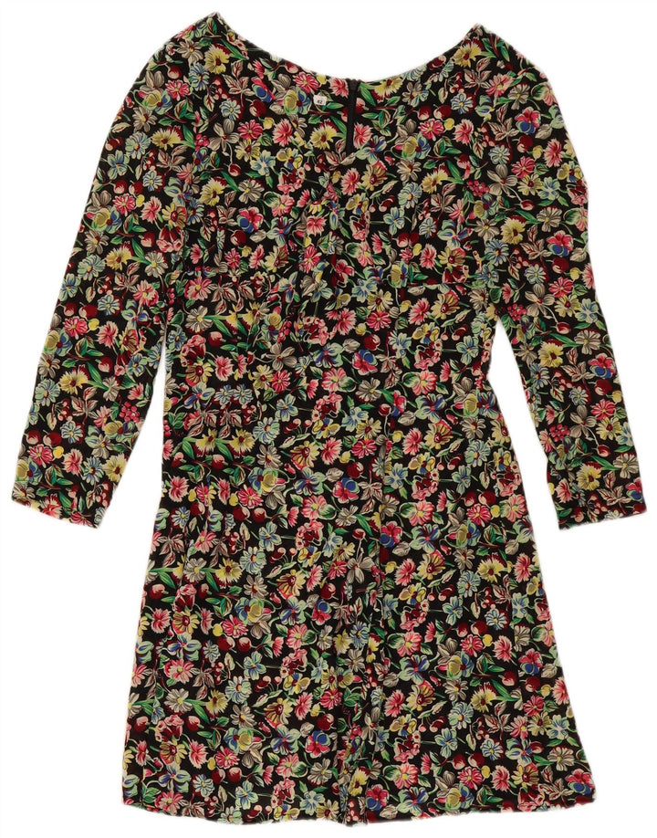 VINTAGE Womens Long Sleeve A-Line Dress IT 42 Medium Multicoloured Floral