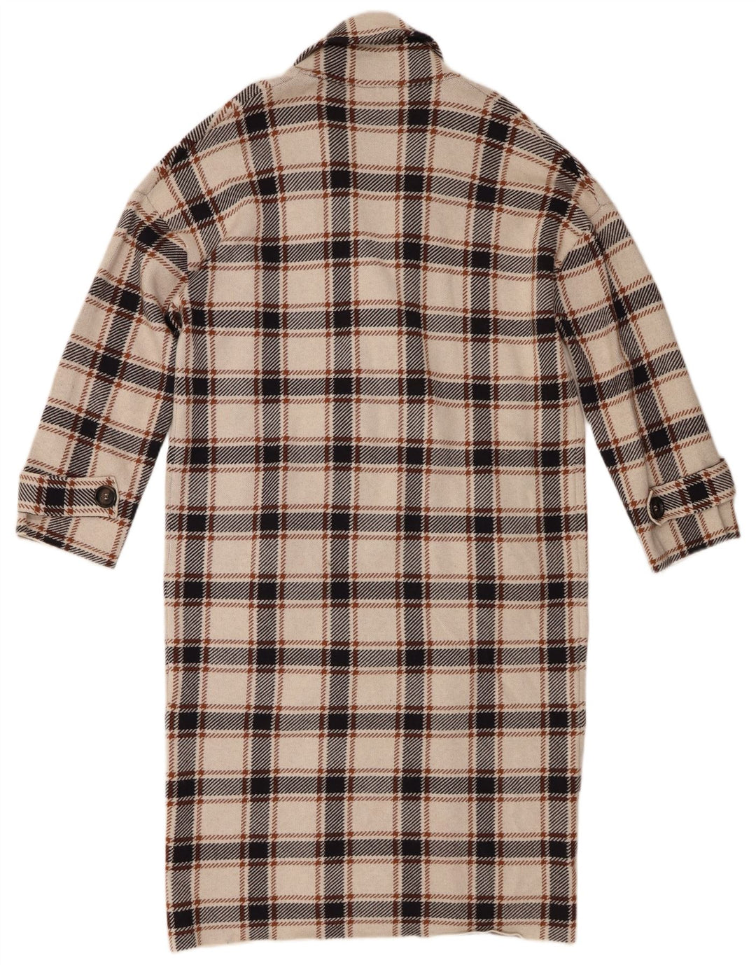 Zara Dame Dobbeltradet Frakke UK 10 Small Beige Ternet viskose