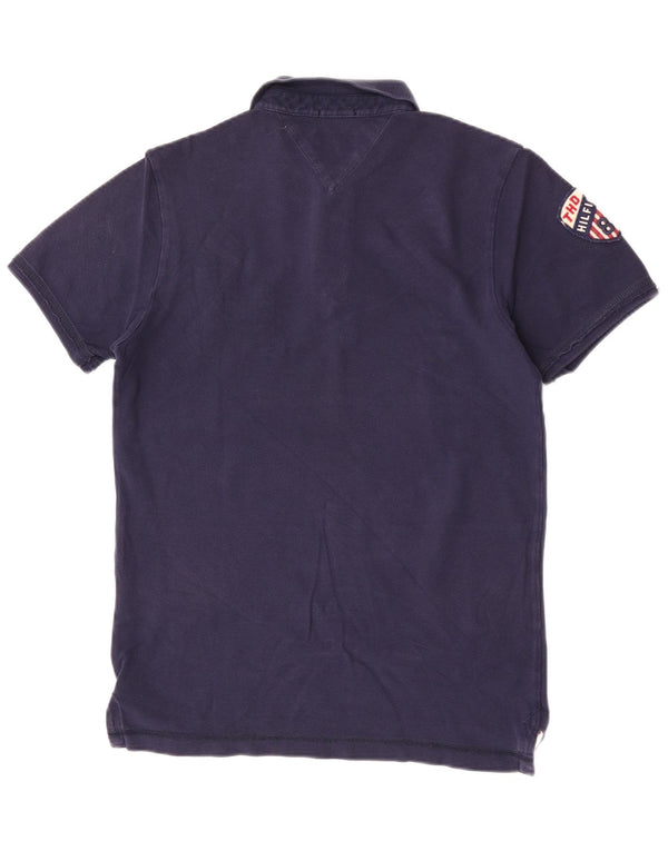 Tommy Hilfiger Mens Graphic Polo Shirt Medium Navy Blue Cotton