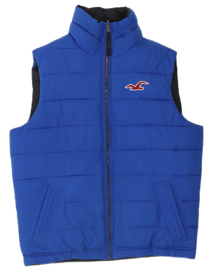 Hollister Herre Vendbar polstret Gilet UK 38 Medium Navy Blue Polyester