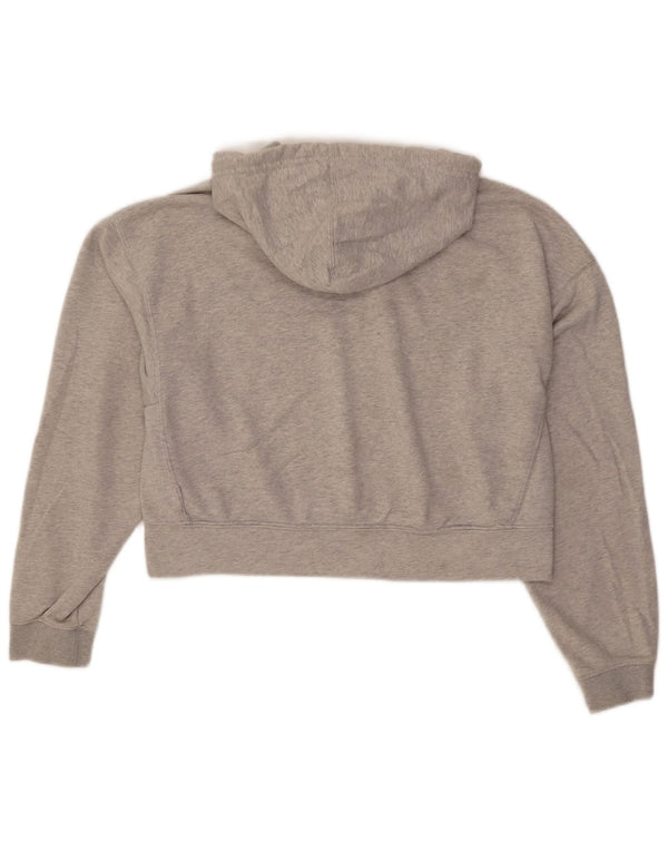 Adidas Womens Crop Oversized Hoodie Jumper UK 10 Small Grey Bomuld