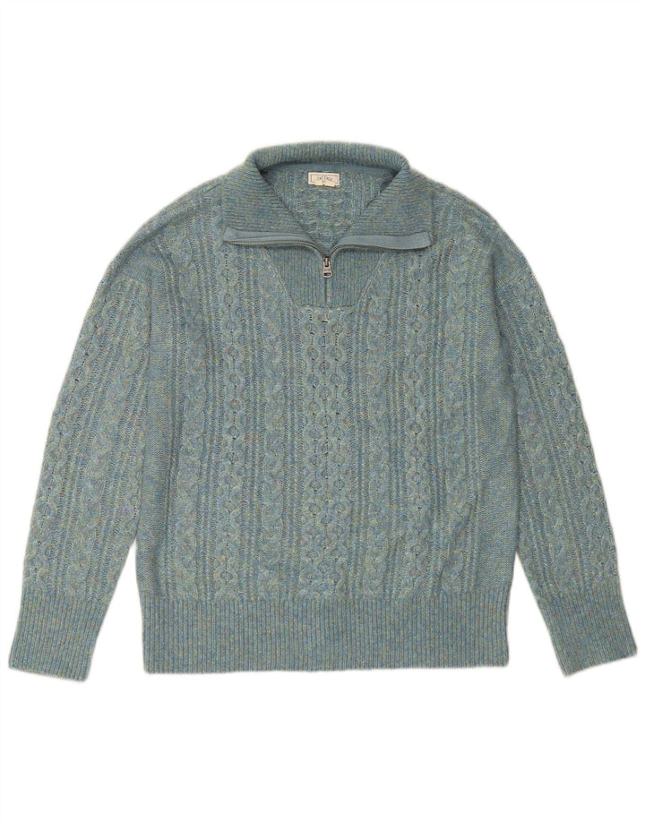 FAT FACE Dame Zip Neck Jumper Sweater UK 14 Stor turkis nylon