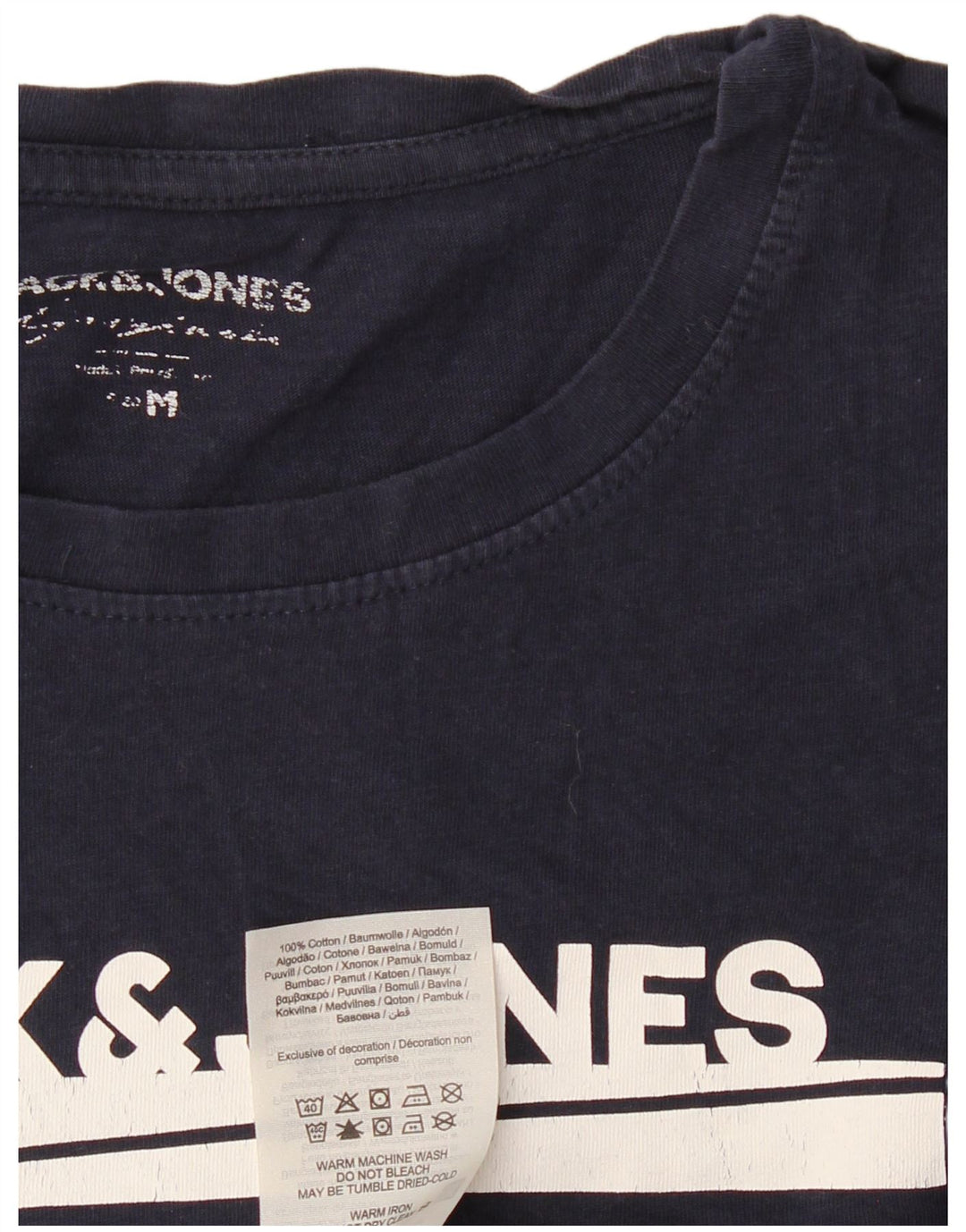 JACK & JONES Herre grafisk T-shirt top mellem marineblå bomuld