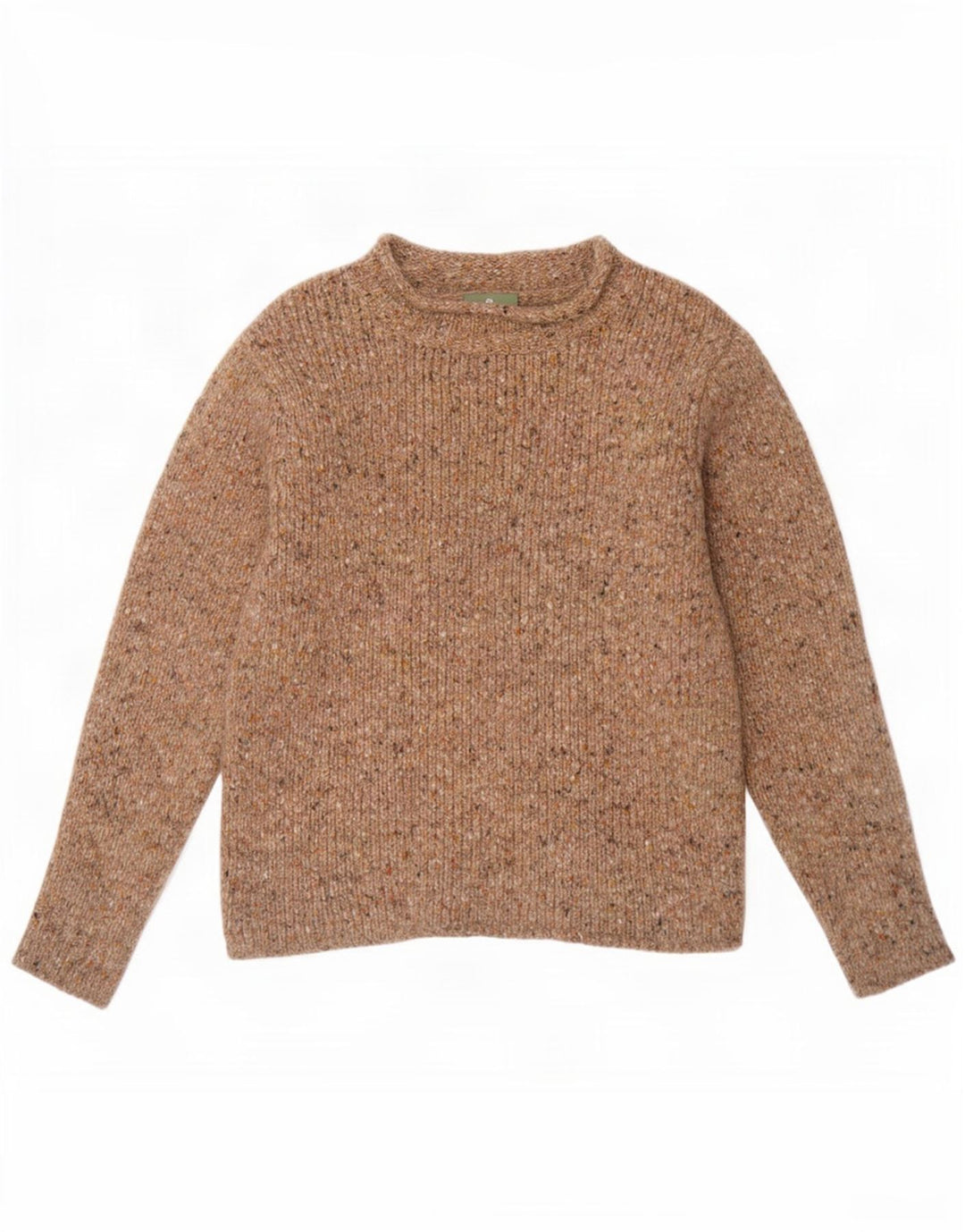 Aran Dame Oversized Turtle Neck Jumper Sweater UK 10 Small Beige Flecked