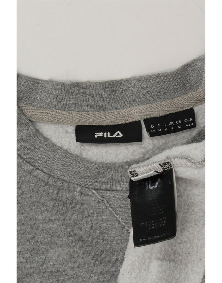 FILA Mens Graphic Sweatshirt Jumper Medium Grey Cotton Vintage Fila and Second-Hand Fila from Messina Hembry 