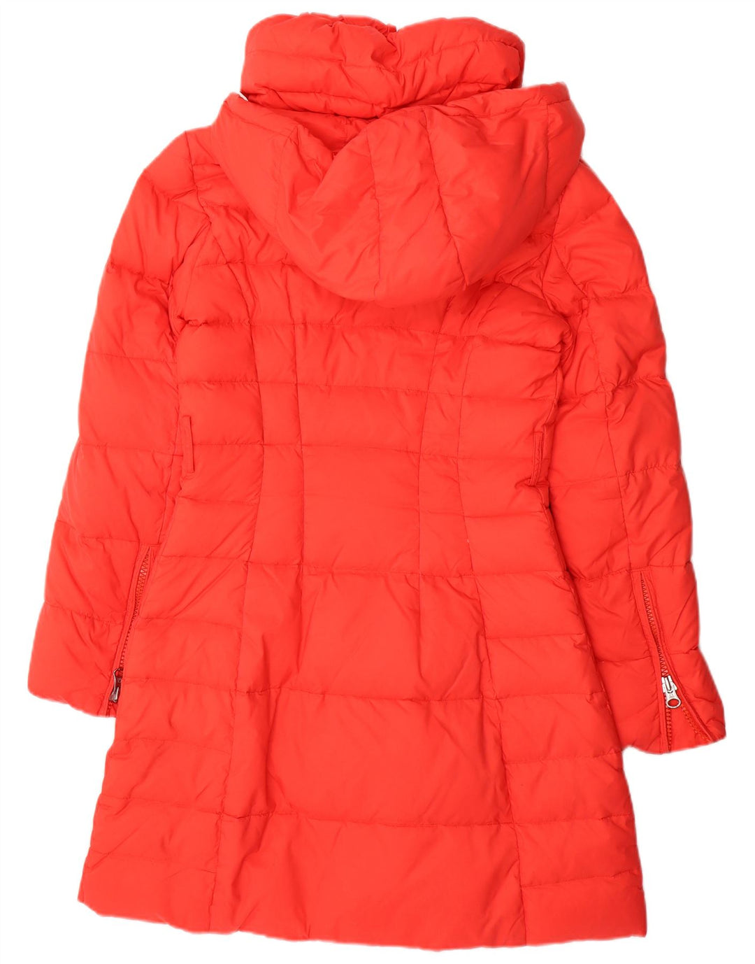 Benetton Dame Hætte Polstret Frakke IT 44 Medium Orange Polyamid