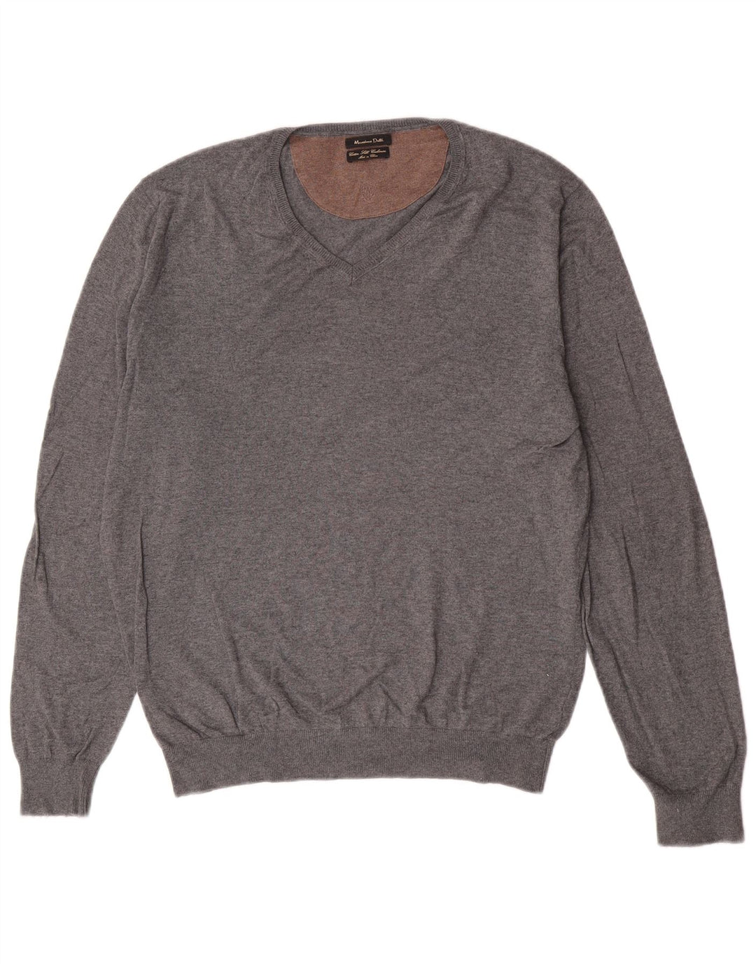 Massimo Dutti Herre V-hals sweater Stor Grå Bomuld Klassisk