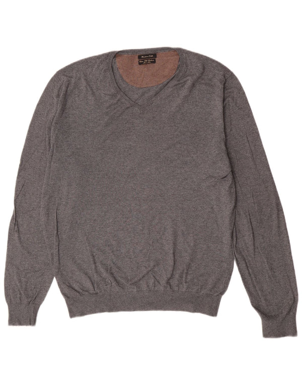 Massimo Dutti Herre V-hals sweater Stor Grå Bomuld Klassisk
