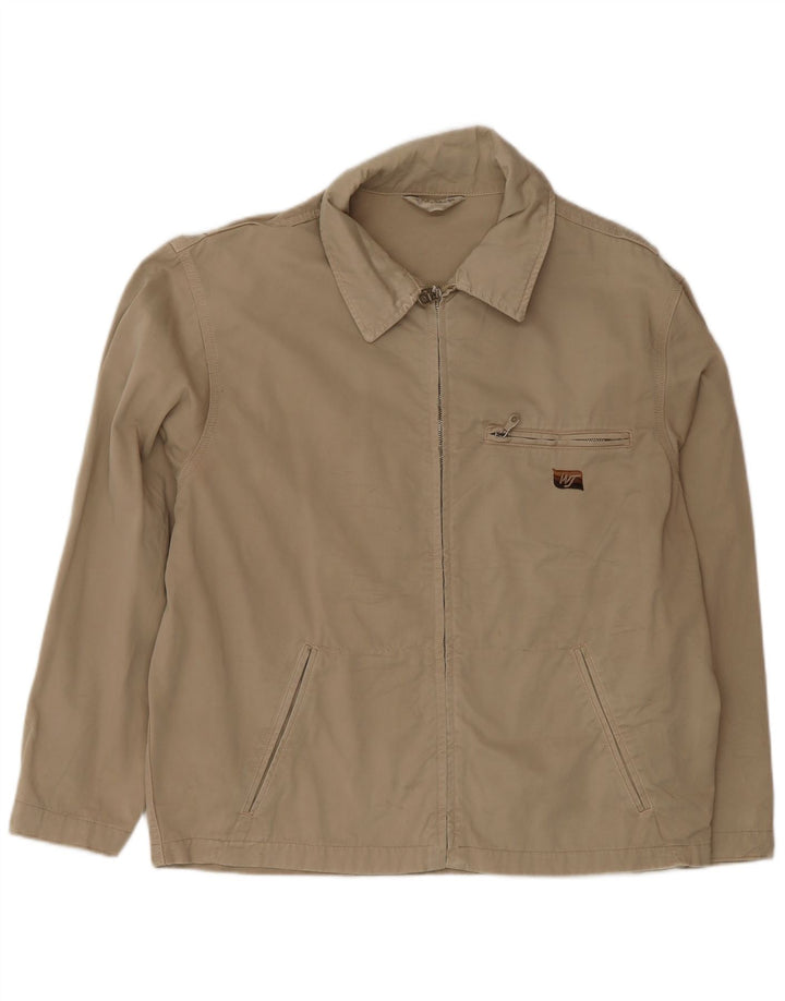 Vintage Bomber Jacket UK 40 Stor Beige Bomuld