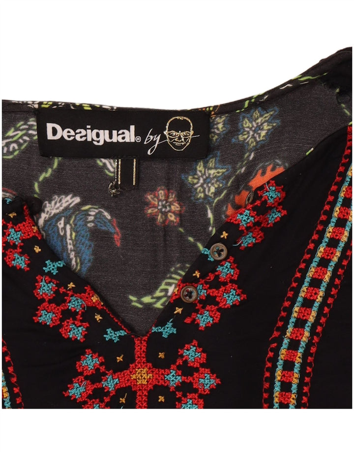 Desigual Dame Tunika Top UK 12 Medium Black Floral