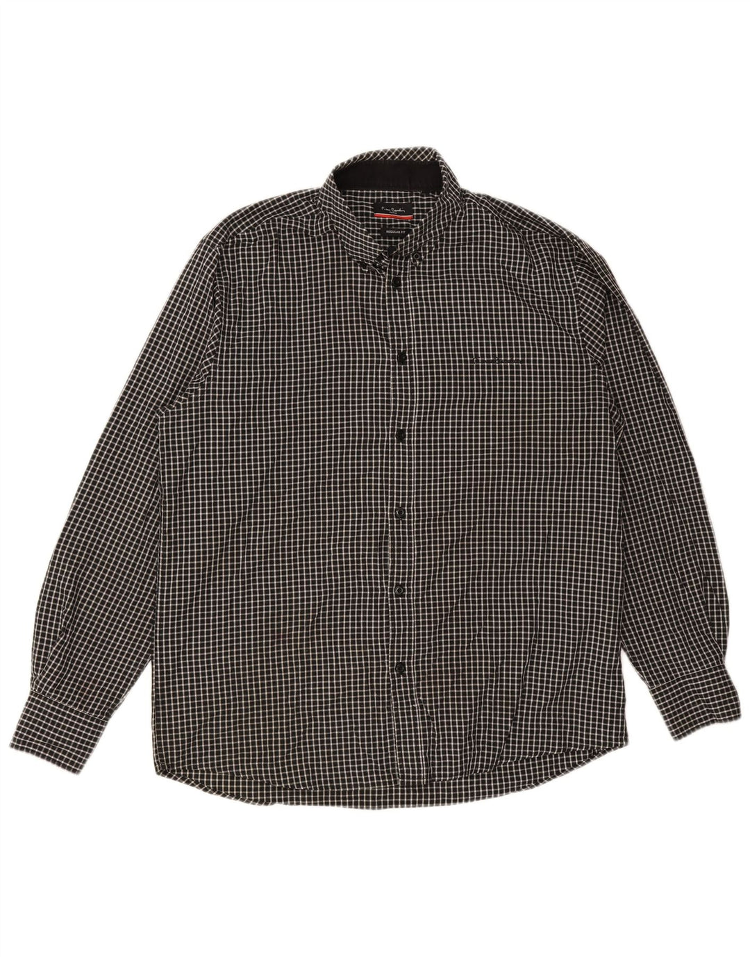 Pierre Cardin Herre Regular Fit skjorte XL sort ternet polyester