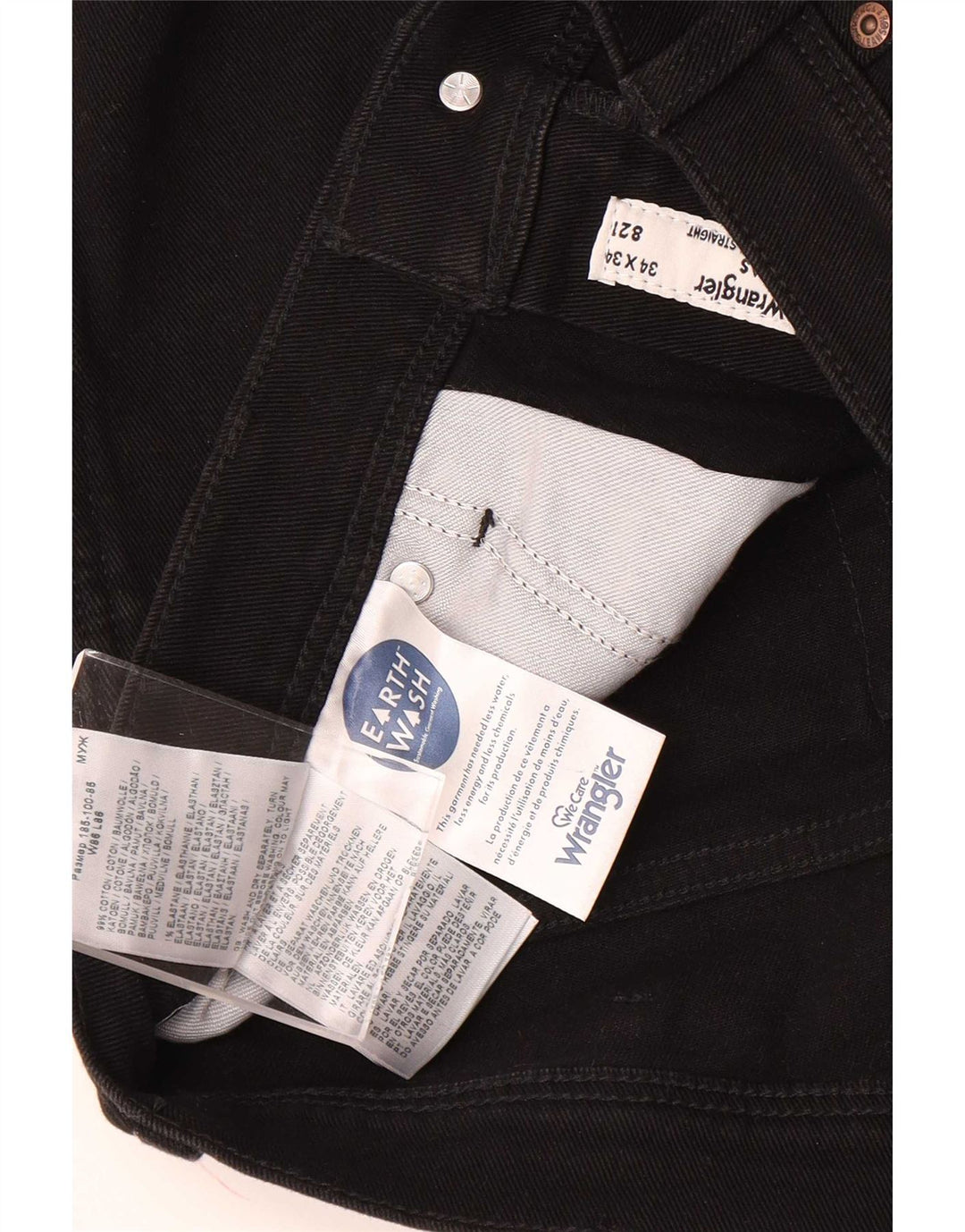 Wrangler Straight Jeans til mænd W34 L34 Sort bomuld