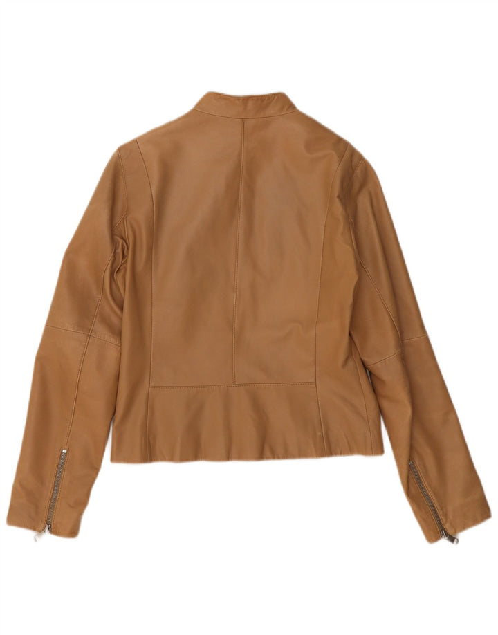 Tommy Hilfiger Dame Læderjakke UK 14 Medium Brun Læder