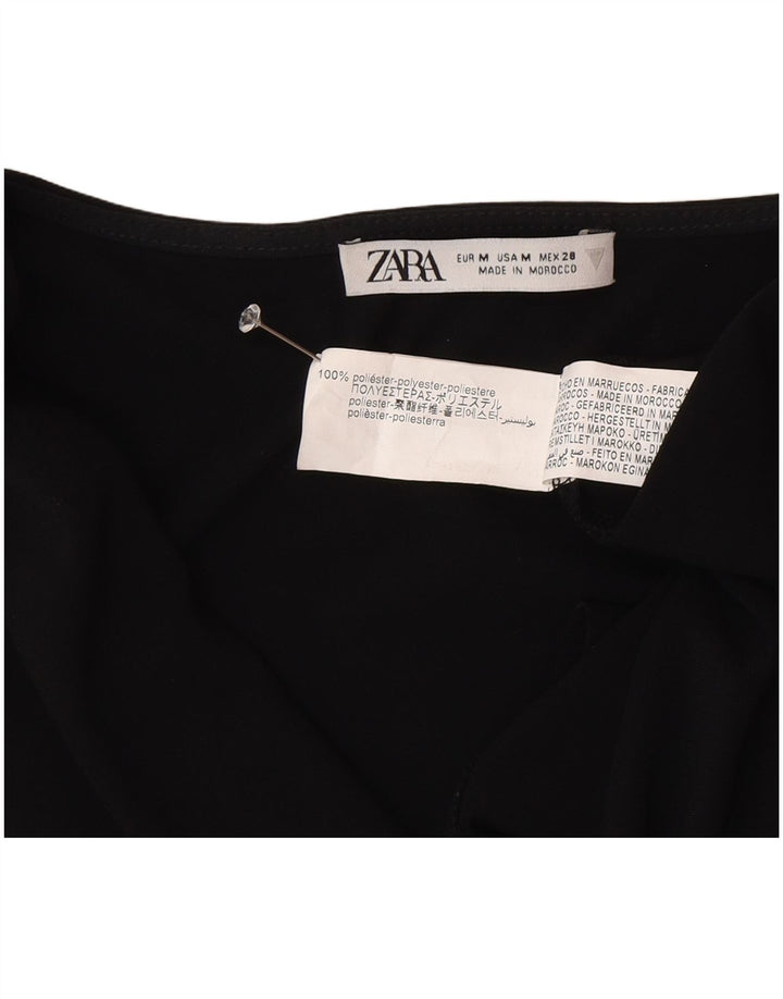 Zara Dame ærmeløs bluse Top UK 12 Medium Sort Polyester