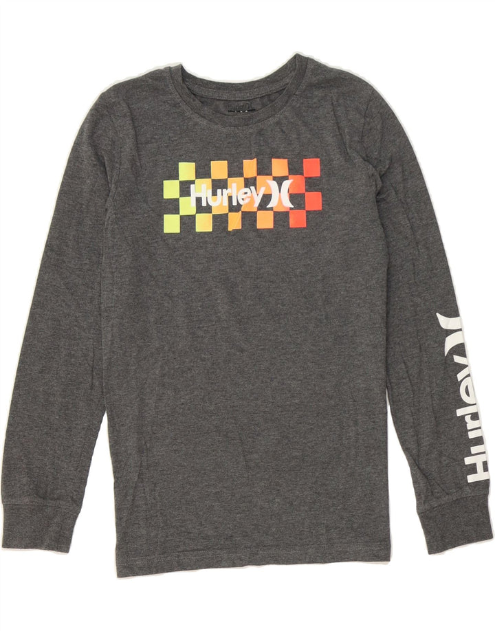 HURLEY Boys Graphic Top Long Sleeve 12-13 Years Large Grey Vintage Hurley and Second-Hand Hurley from Messina Hembry 