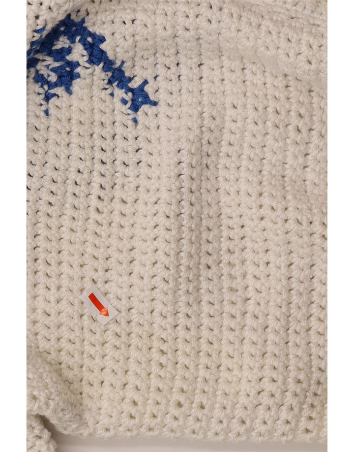 VINTAGE Womens Cardigan Sweater UK 16 Large White Colourblock