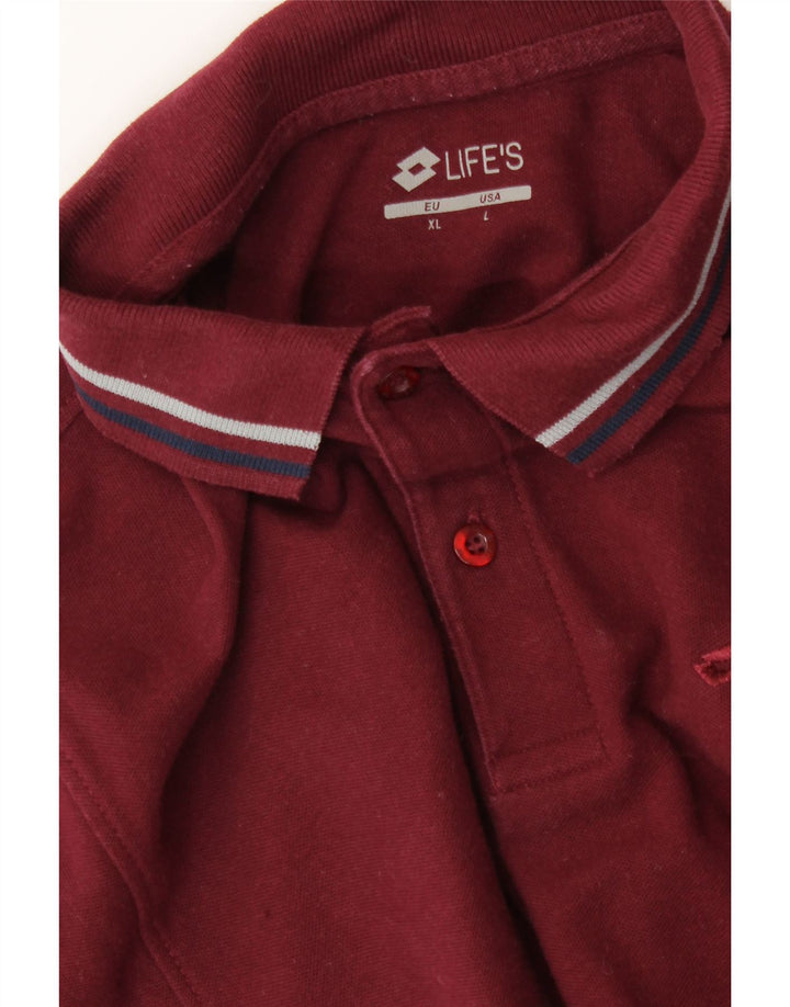 LOTTO Mens Polo Shirt Large Burgundy Vintage Lotto and Second-Hand Lotto from Messina Hembry 