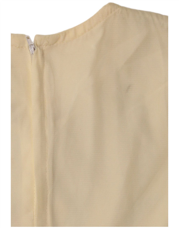 VINTAGE Langærmet A-line kjole til kvinder US 6 Medium Beige Floral