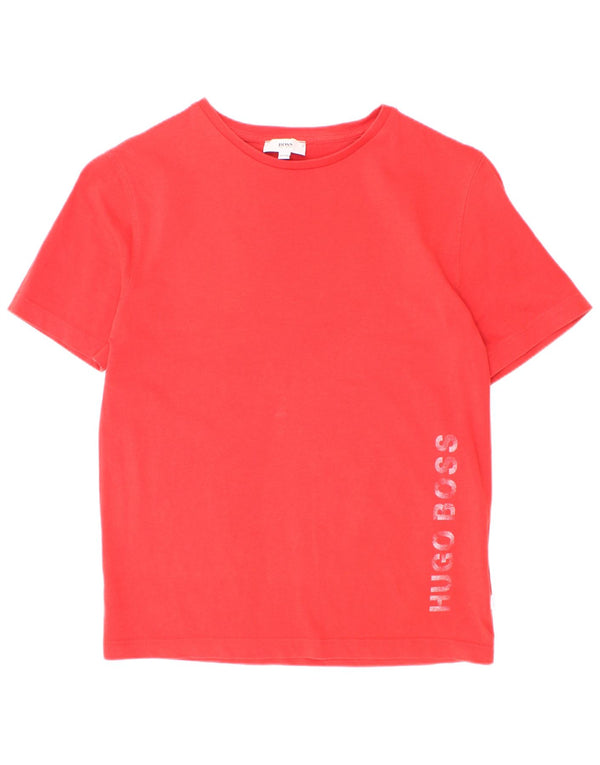 Hugo Boss Boys Grafisk T-Shirt Top 9-10 År Rød Bomuld