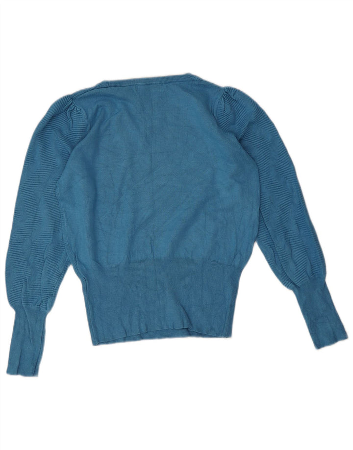 Marks & Spencer Dame Boat Neck Jumper Sweater UK 10 Small Blue Chevron