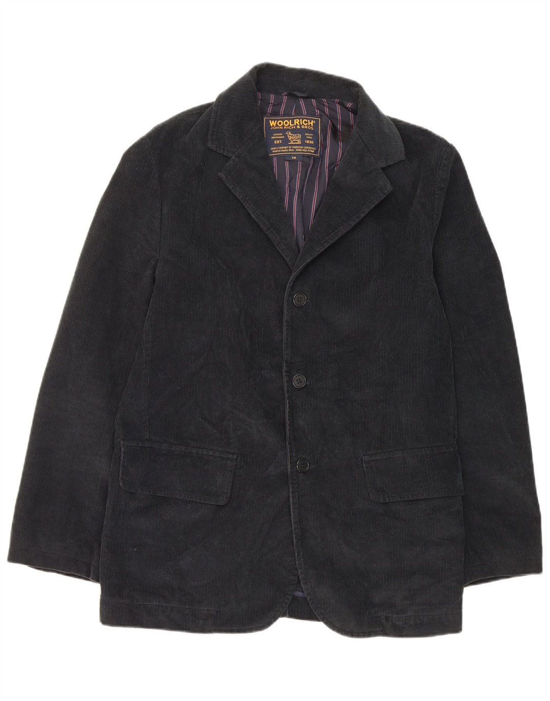 Woolrich Herre 3-knaps Corduroy Blazer Jacket UK 36 Small Navy Blue Cotton