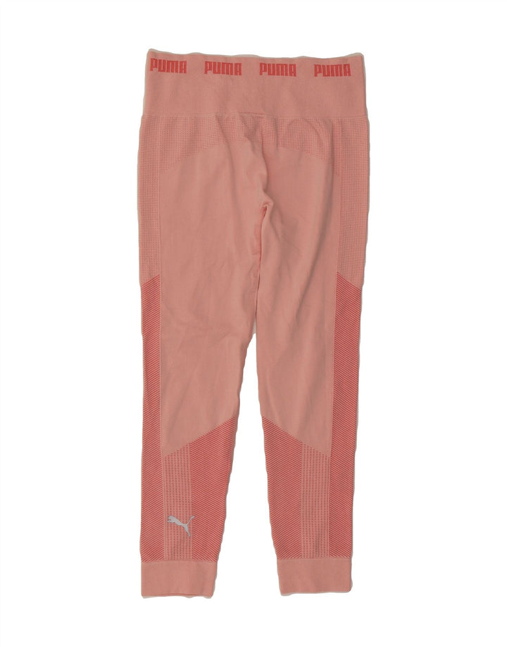 PUMA Womens Graphic Leggings UK 12 Medium Pink Colourblock Nylon Vintage Puma and Second-Hand Puma from Messina Hembry 