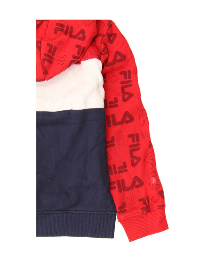 FILA Boys Hoodie Jumper 10-11 Years Large Multicoloured Colourblock Vintage Fila and Second-Hand Fila from Messina Hembry 