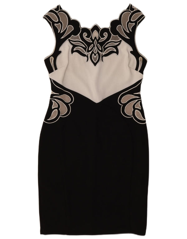 Lipsy Womens Sleeveless Sheath Dress UK 14 Large Black Paisley Polyester