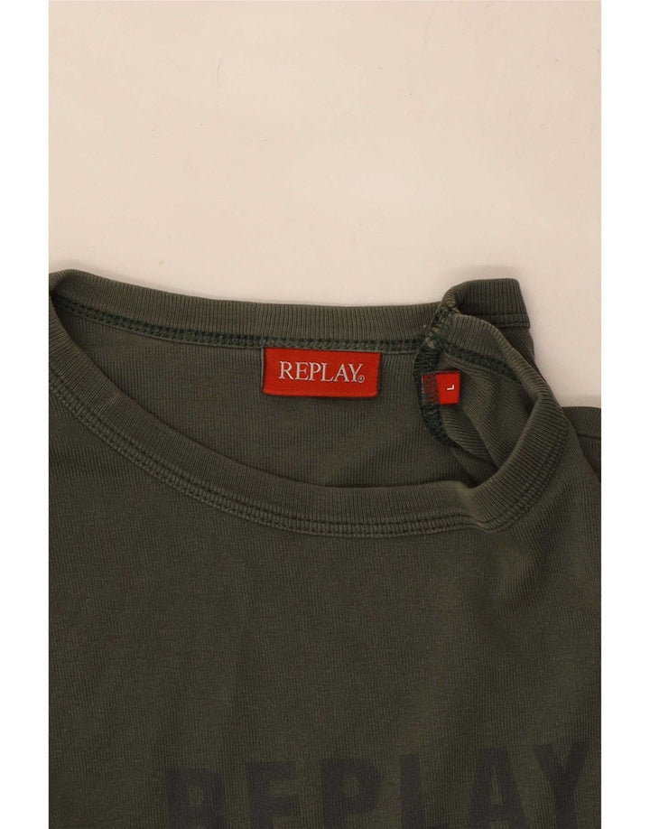 Replay Herre Grafisk Top Langærmet Stor Khaki