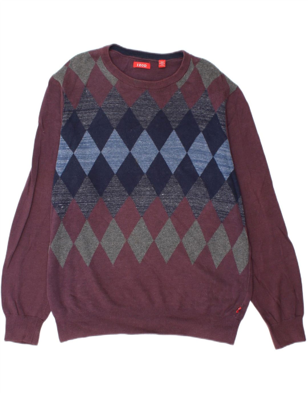 IZOD Herre trøjetrøje med rund hals Medium Burgundy Argyle/Diamond Bomuld
