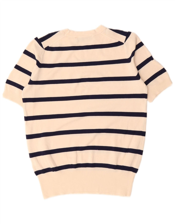 Zara Dame Bluse Top UK 14 Medium Hvid Stribet