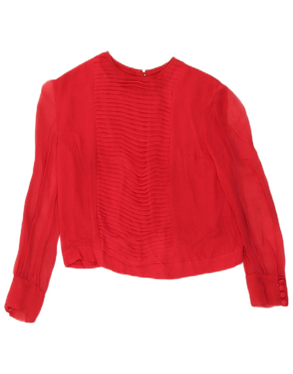 Vintage Womens Crop 3/4 Sleeve Blouse Top UK 10 Small Red