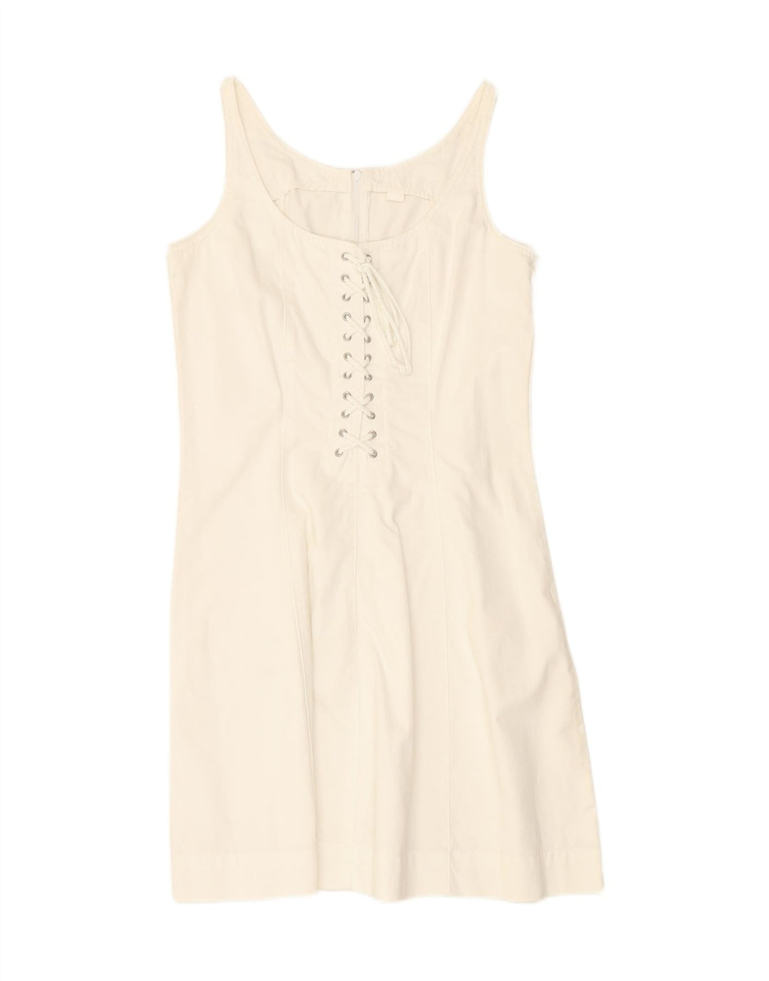 VINTAGE Womens Slip Dress UK 12 Medium Off White Cotton Vintage Vintage and Second-Hand Vintage from Messina Hembry 