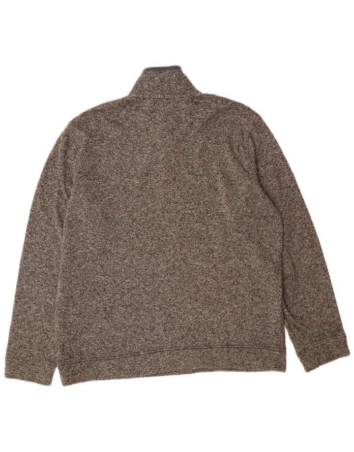 EDDIE BAUER Herre Button Neck Sweatshirt Jumper XL Grå Flecked Polyester