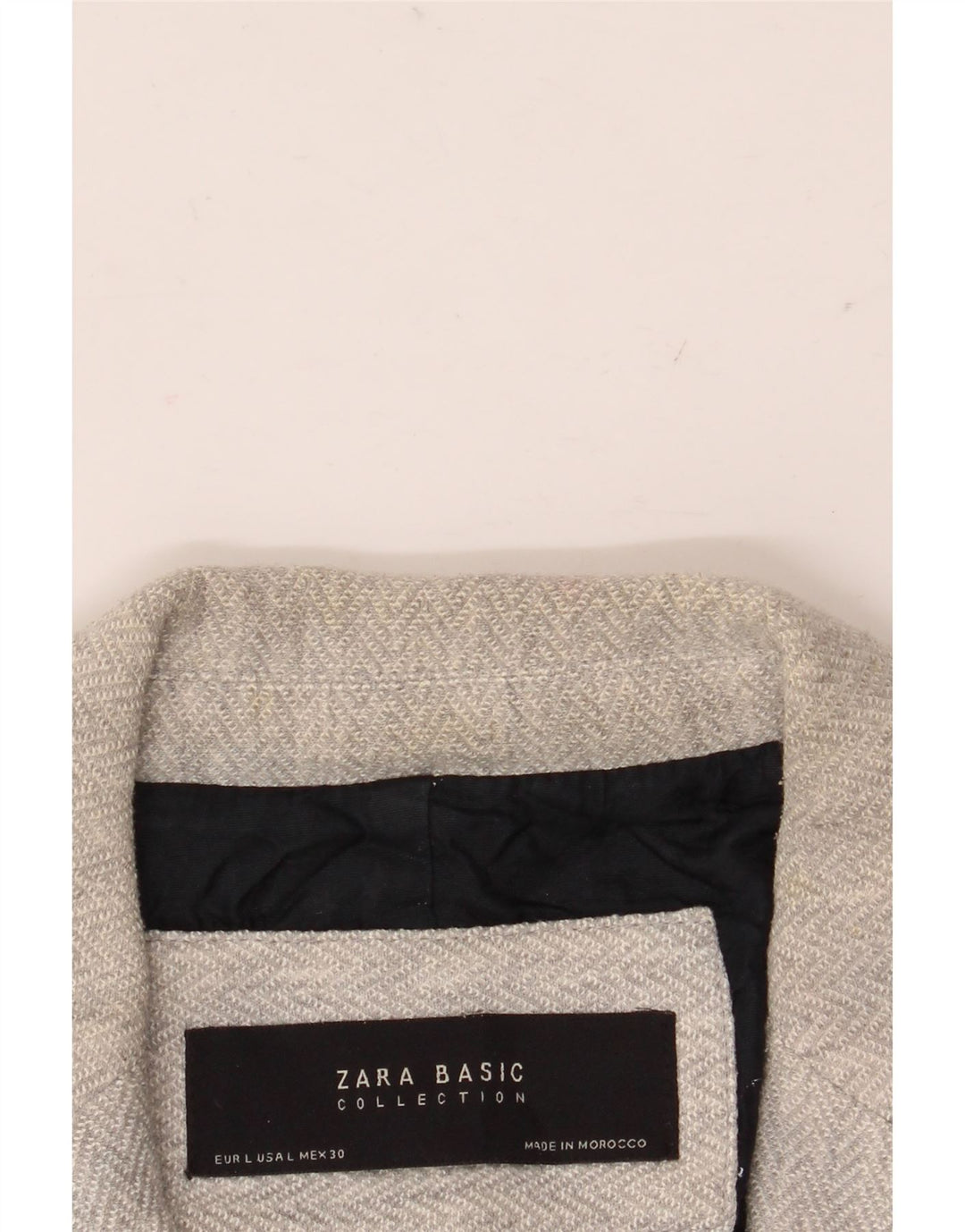 Zara Dame 1 Knap Blazer Jacket UK 16 Large Grey Herringbone