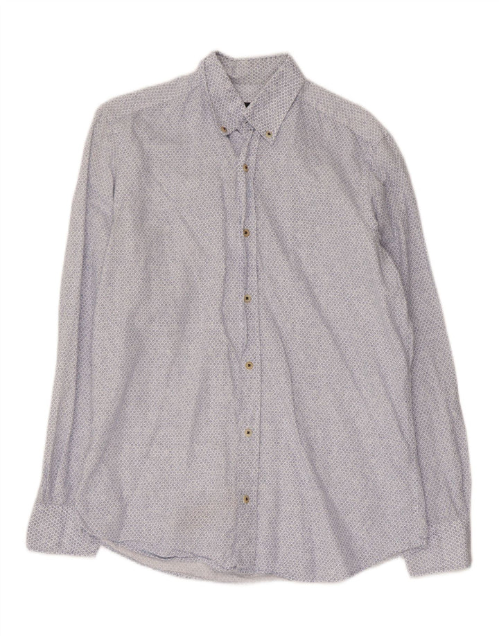 Massimo Dutti herreskjorte lille blå blomster bomuld