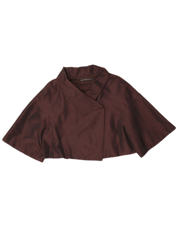 Zara Dame Kortærmet Bolero Jacket UK 16 Large Brown Acetate