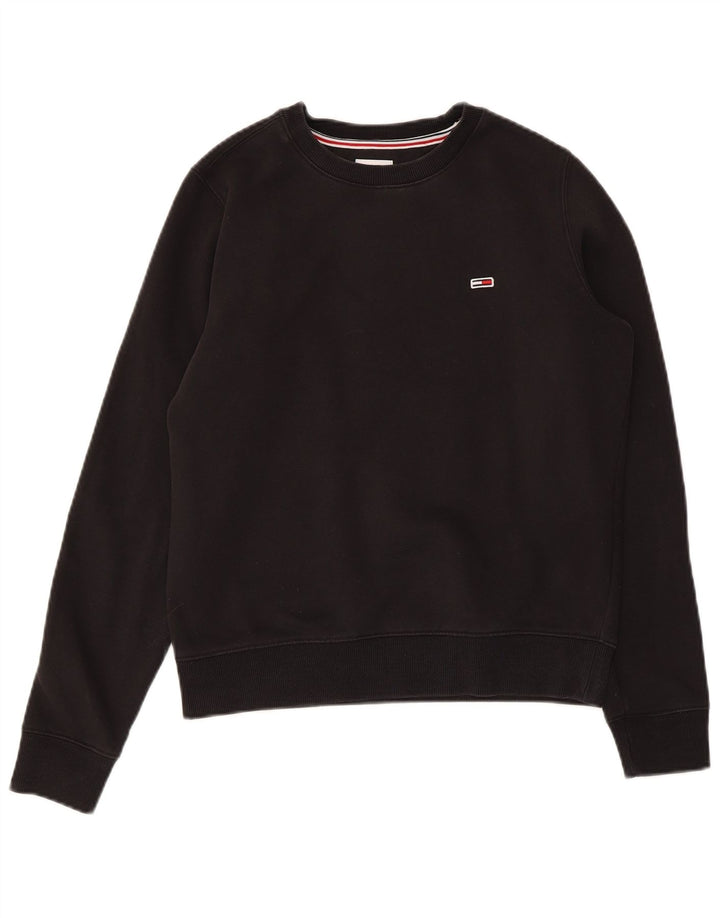TOMMY HILFIGER Oversized sweatshirttrøje til kvinder UK 6 XS Sort bomuld