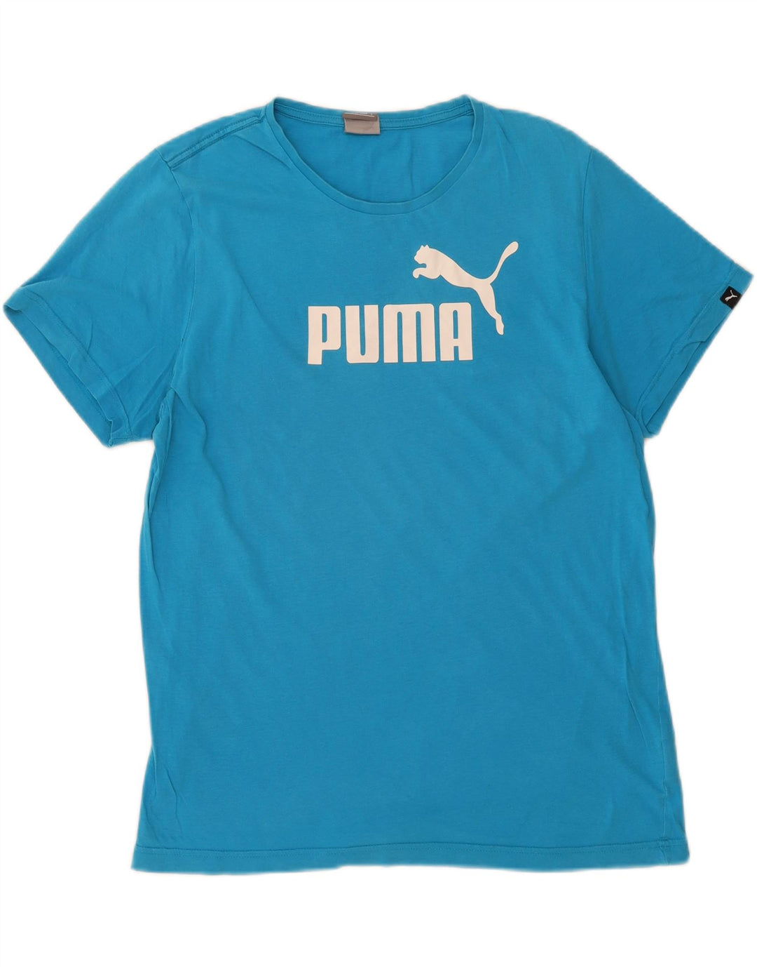 PUMA Mens Graphic T-Shirt Top Large Blue Cotton