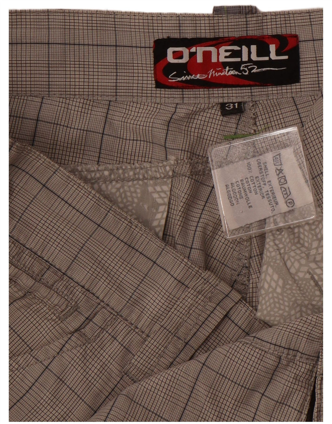 O'Neill Chino Shorts til mænd W31 mellemgrå plaid bomuld