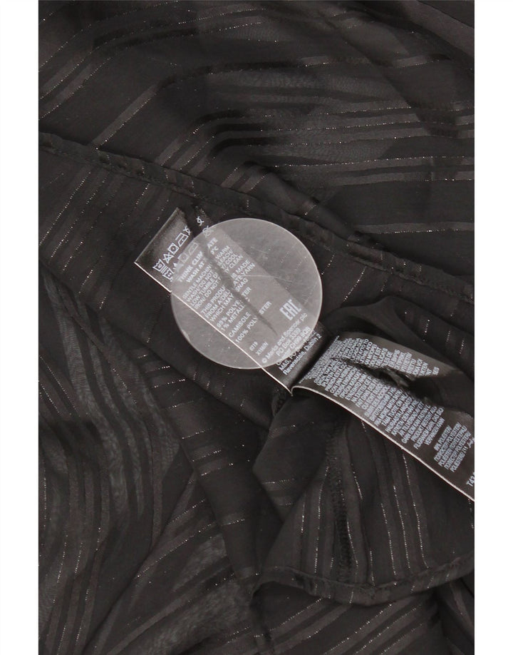 Marks & Spencer Dame Oversized Langærmet Se Through Top UK 6 XS Sort