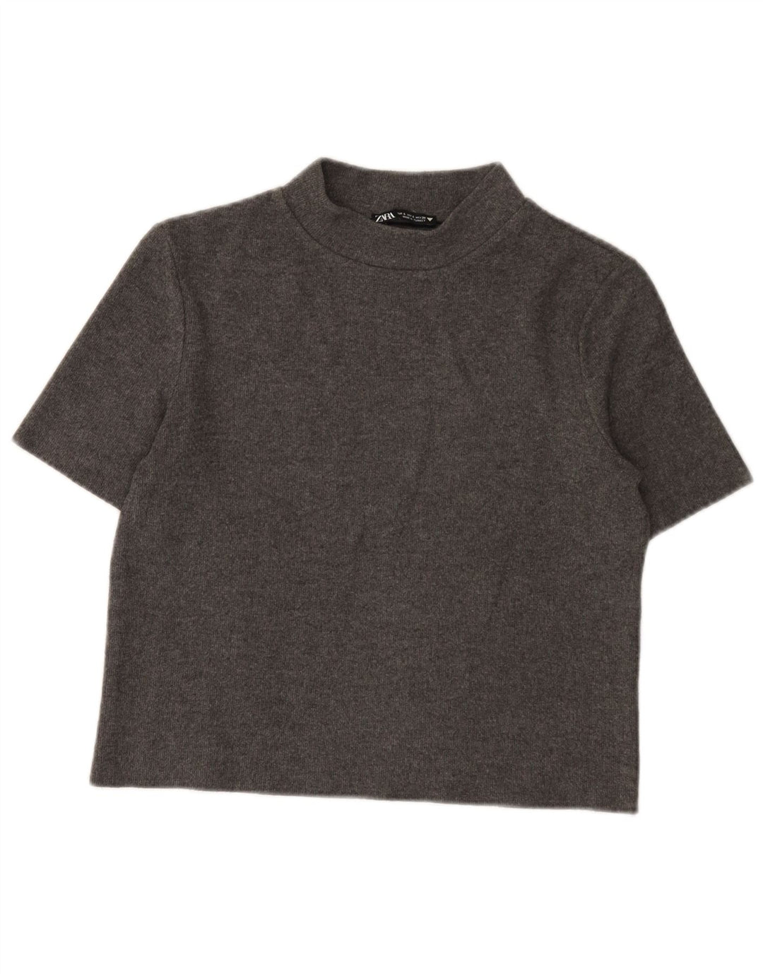 Zara Womens Crop T-Shirt Top UK 10 Small Grå Polyester